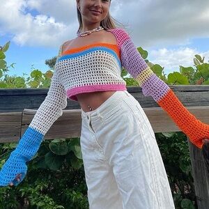 Colorful Crochet Knit Top